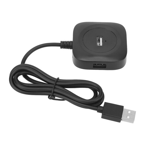 4 Port USB 2.0 Data Hub Splitter, 1m Cable, Black, Multiport