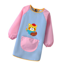 Baby Feeding Bib Painting Apron for Kids-Blue spelled pink