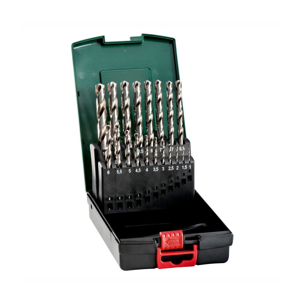 Metabo Drill Bit Set 19Pc Hss Ground Steel 1-10Mm Metal, Wood Plastic & Case