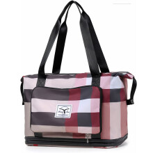 Borsa da viaggio con passante per trolley, borsa a tracolla con scomparti per brevi viaggi, yoga, campeggio, nera, può contenere vestiti e oggetti