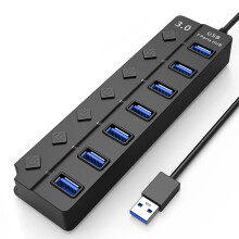 Hub USB 3.0 cu 7 porturi, Plug and Play pentru transfer de date de mare viteză, compact și portabil cu cablu lung extins, pentru desktop, laptop
