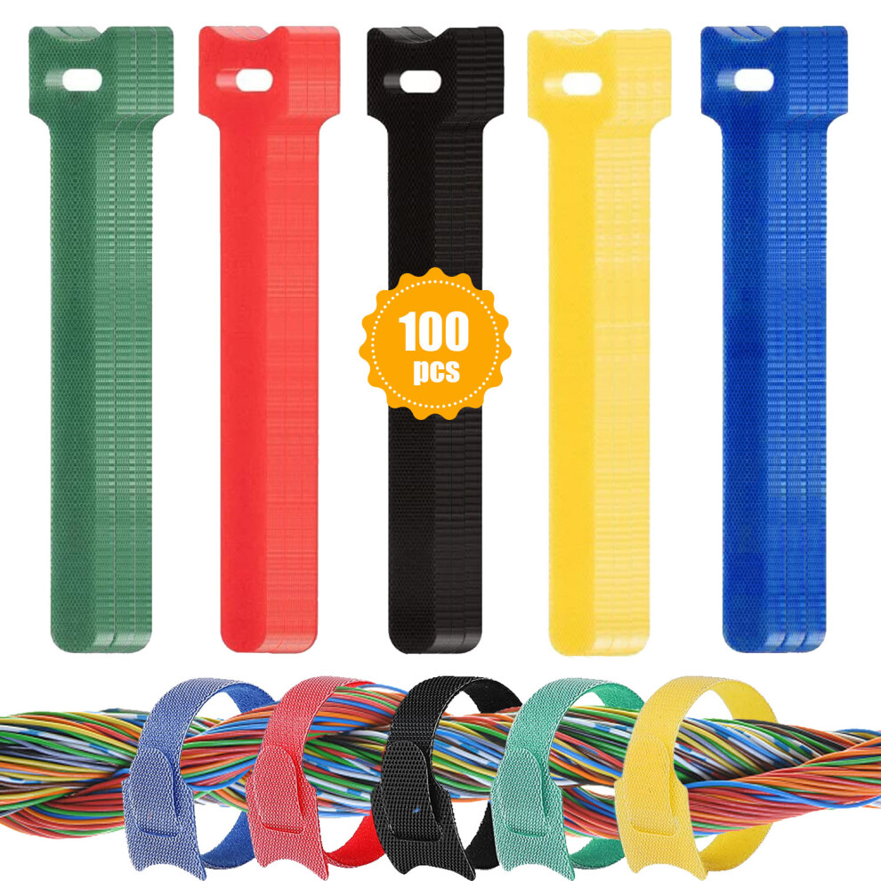 Efficient Cord Organizer, Durable Nylon With Hooks And Loops For Flexible Cable Management, Reusable Cable Ties In 5 Colors For Versatile Indoor And 9128293761543