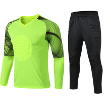 (Soccer sets, Asian size L) Youth Goalkeeper Soccer Jerseys Kit Adult Goalkeeper Football Uniform Sponge Protection padded Goalie Shirts Pants