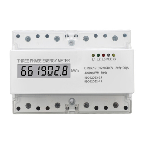 Compteur d'énergie triphasé sur rail DIN 5-100A LCD 230/400V DTS6619 2
