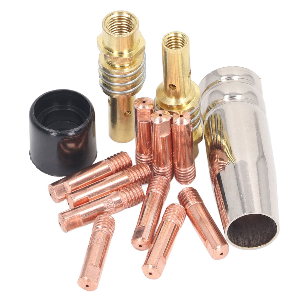 14Pcs Mig Welding Gun Accessory Kit Copper Contact Tips Gas Nozzles Connectors 4681369931455