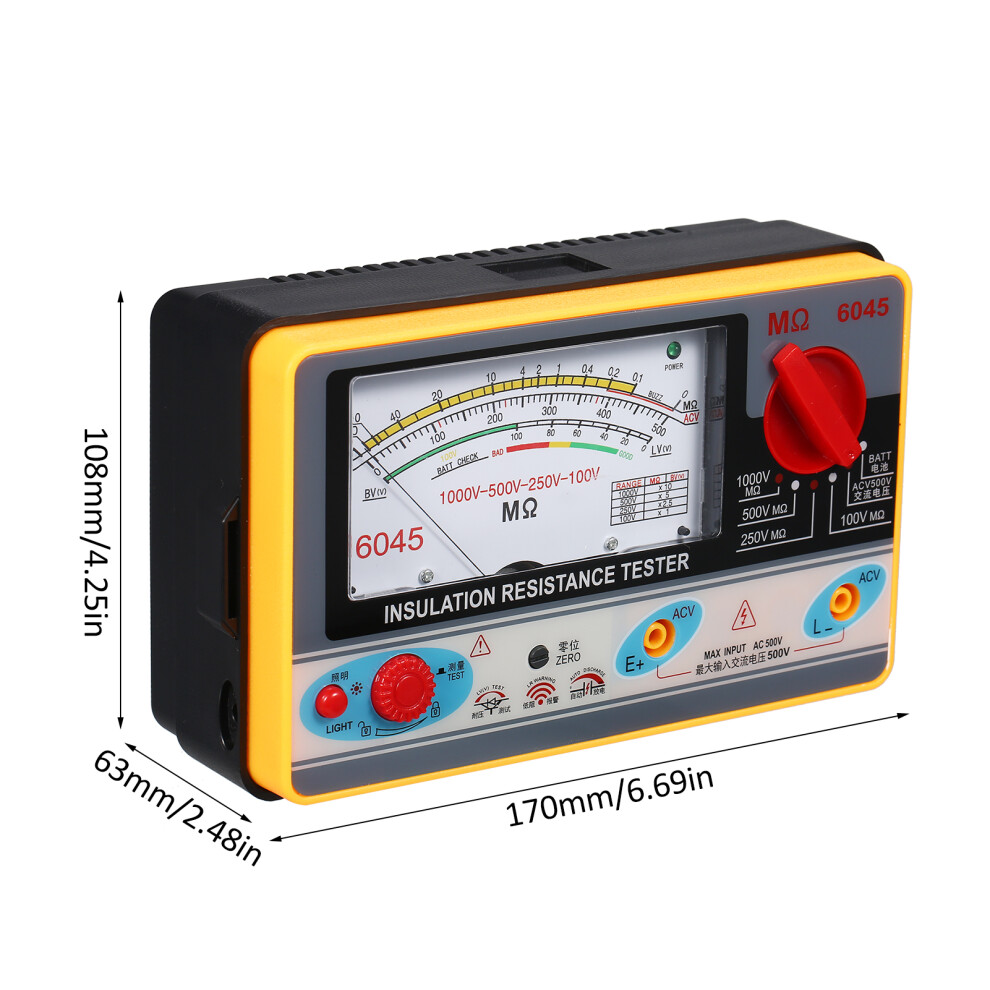 Handheld Insulation Tester Megameter 0-2000Mî© With 100V/250V/500V/1000V Power 4261369931589
