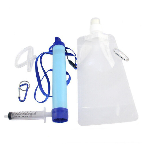 Portable Water Filter for Camping, Hiking, 8.3in, Blue 1
