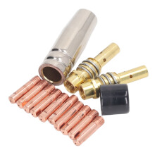 Kit d'accessoires pour pistolet à souder MIG de 14 pièces : fiches de contact en cuivre, buses à gaz, raccords