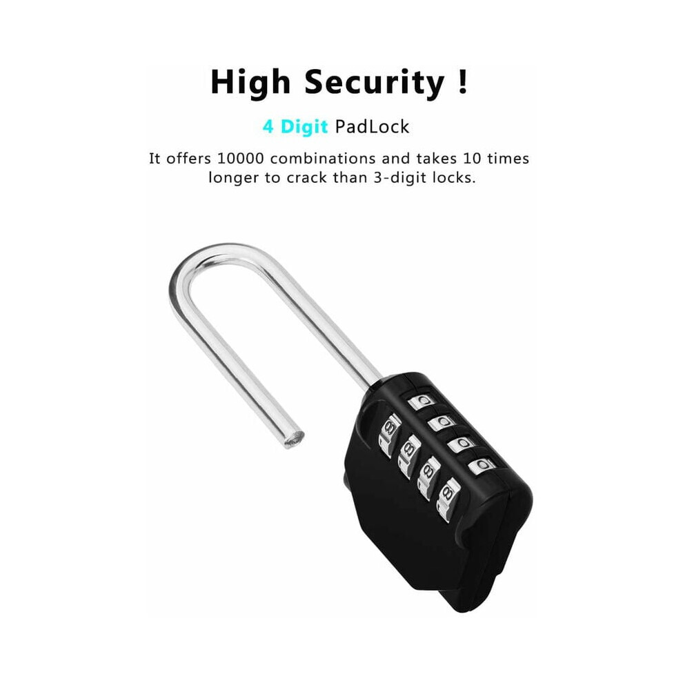 Weatherproof Combination Lock, 4 Digit Padlocks For Wide Application, Zinc Alloy Body Ensures Sturdy Construction, Resettable For Gym, School, 9169997066794
