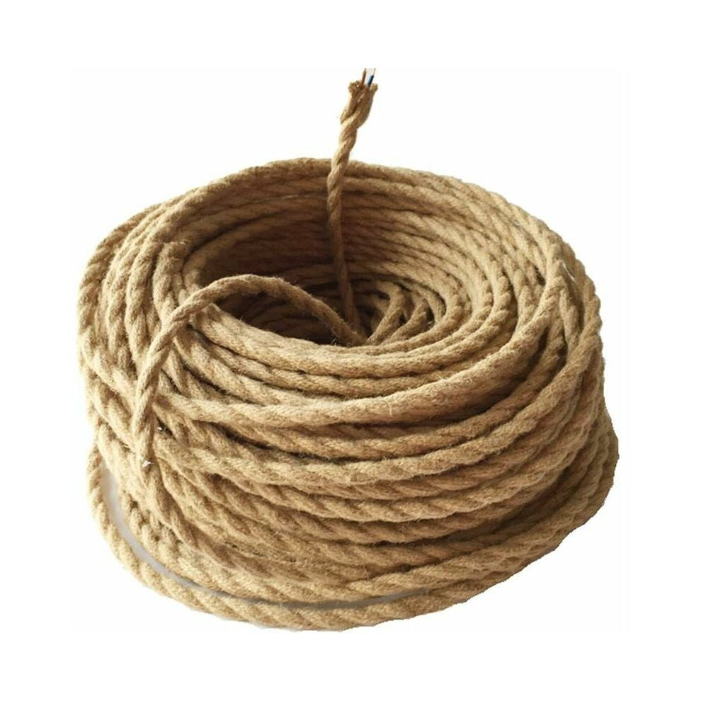 Rope Light Cord For Diy Lighting, Natural Hemp Rope Covered Vintage Style Lamp Wire With Pure Copper Conductors, Flexible Braided Cable For Pendant 9448196687369