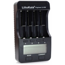 Schnellladegerät mit vier Steckplätzen, intelligentes Universal-Ladegerät mit kapazitivem LCD-Display, inklusive Akku-Organizer für sicheres und