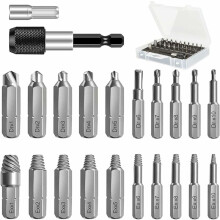 Damaged Screw Extractor Set, Stripped Screw Extractor Kit with High-Speed Steel Drill Bits and Extractors, Magnetic Extension Bit Holder Socket
