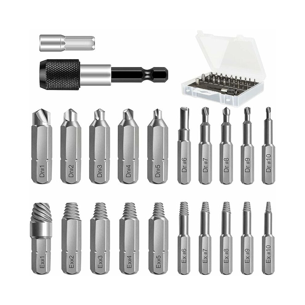 Damaged Screw Extractor Set, Stripped Screw Extractor Kit With High-Speed Steel Drill Bits And Extractors, Magnetic Extension Bit Holder Socket 9009791841640