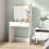 Homcom HOMCOM Dressing Table with Mirror and Storage, Modern Vanity Desk, White 9
