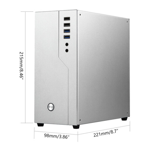 Mini-ITX Aluminum Desktop Chassis with PCIe 3.0 Riser-Black 2