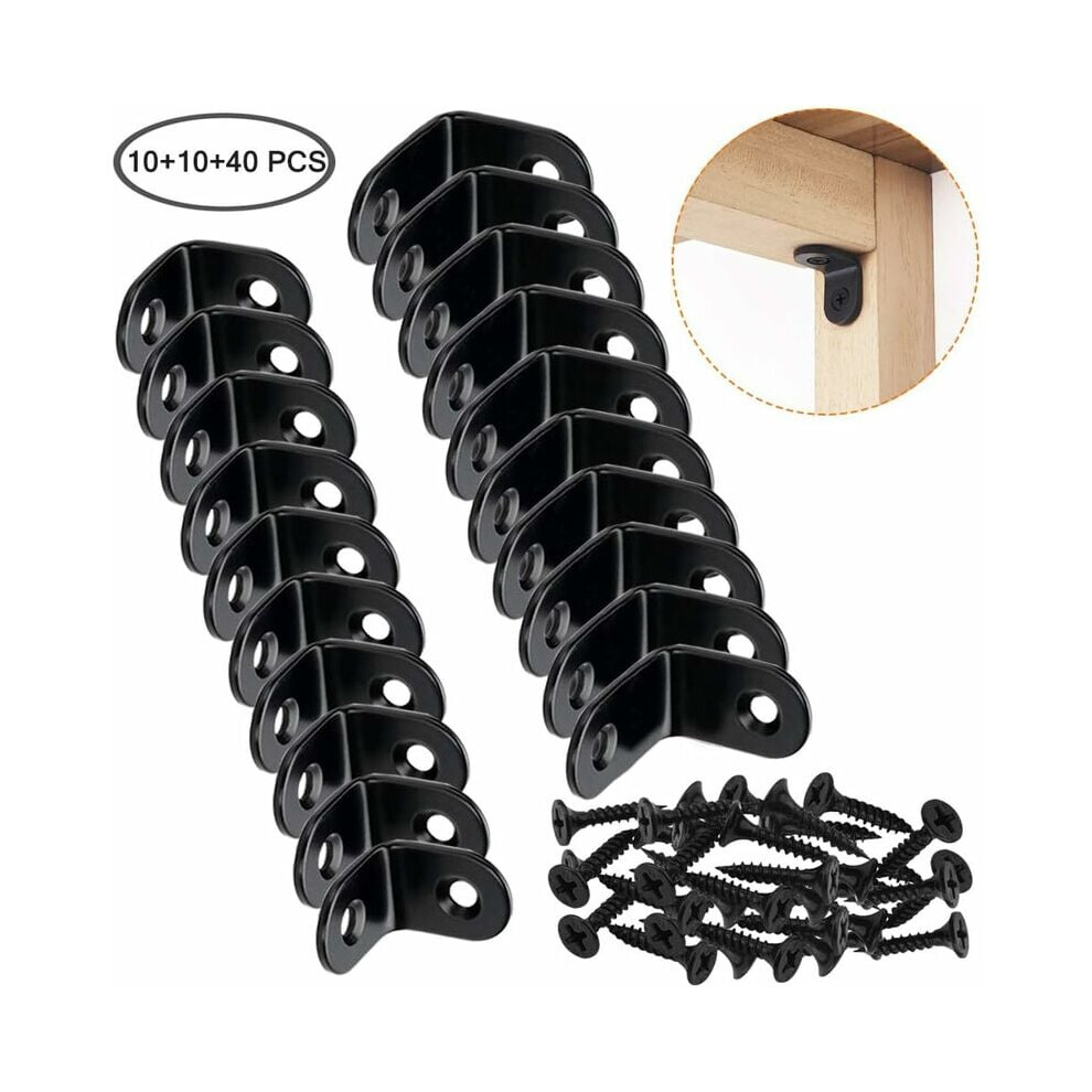 Black Corner Braces, Reinforced Multipurpose Fastener For Furniture Support And Shelf Support, L-Shaped Design With Smooth Edges For Easy 9169997083067