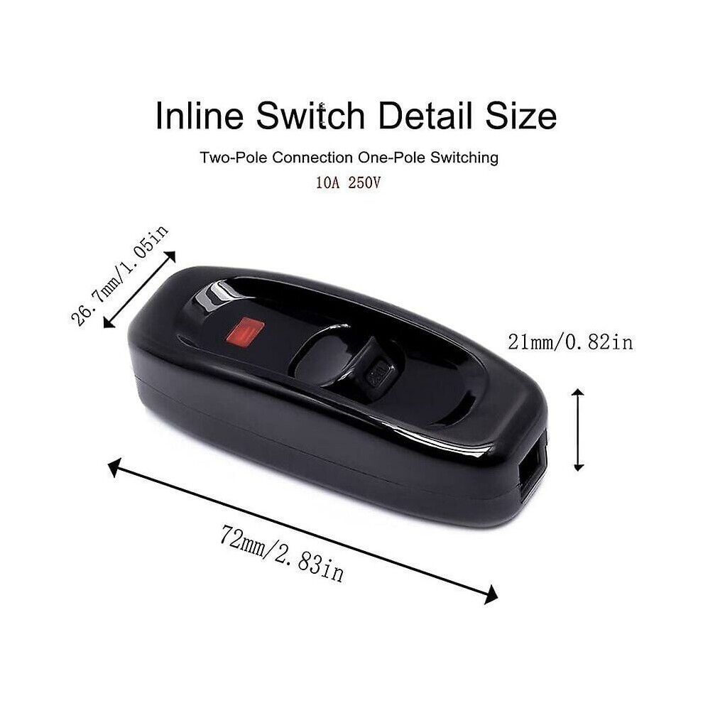 Inline Cord Switch For Table Lamp, On Off Switch With Led Indicator Light High Quality Plastic Construction, Table Lamp Switch Light Switch 9169997083326