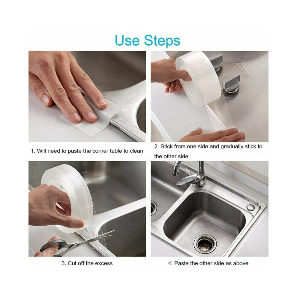 Double Ply Waterproof Caulk Tape, Flexible Caulking Tape Crease Design For Professional Look In Kitchen, Bathroom, Shower Room, Walls & Tub 9169997083180
