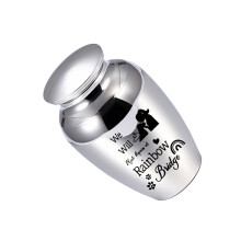 Dog Small Urn with Memorial Word Small Pet Cremation-silver