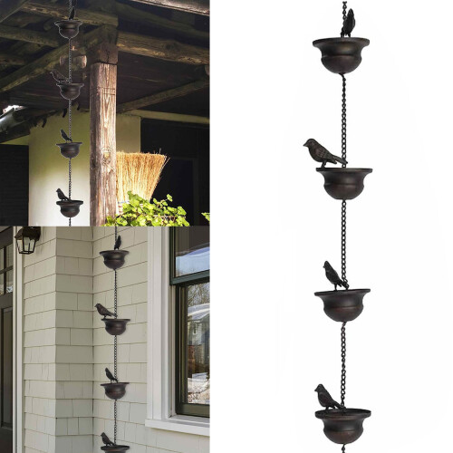 Rain Chain for Gutters Metal Rain Chain Cup Rain Catcher-A 2