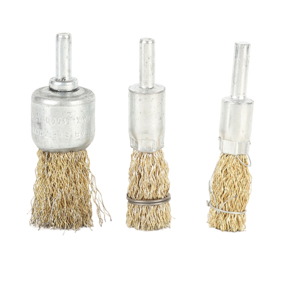 3Pcs Coarse Crimped Steel Wire Brush Wheel Attachments For Drill Heavy Cleaning 8051369946456