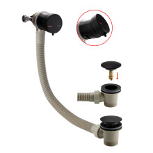 Nes Home Matte Black Bath Filler With Control Valve & Sprung Waste & Overflow