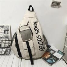 (White No pendant) Men's Korean Trend Messenger Shoulder Bag Sports Travel Large Capacity Backpack Female Students Crossbody Chest Casual Bag bolso