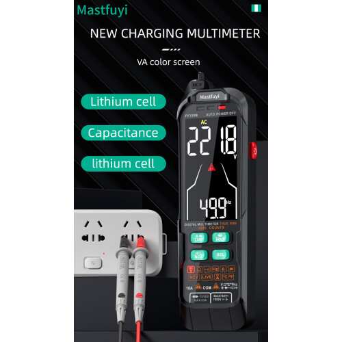 FY159B Digital Multimeter 1000mAh Lithium, Bright Color Display 1