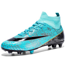 (7.5, Green-AG) Men Sock Soccer Cleats Shoes Teenager Football Boots