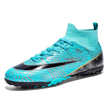 (6.5, Green-TF) Men Sock Soccer Cleats Shoes Teenager Football Boots