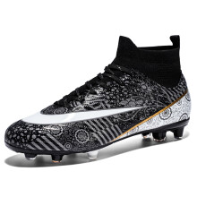 (10.5, Black-AG) Men Sock Soccer Cleats Shoes Teenager Football Boots
