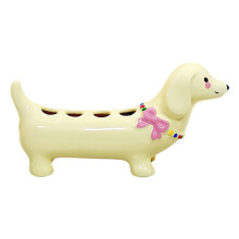 Cartoon Dog Toothbrush Stand Ceramic Separated-Creamy yellow