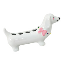 Dachshund Shape Toothbrush Holder Ceramic Toothbrush-White