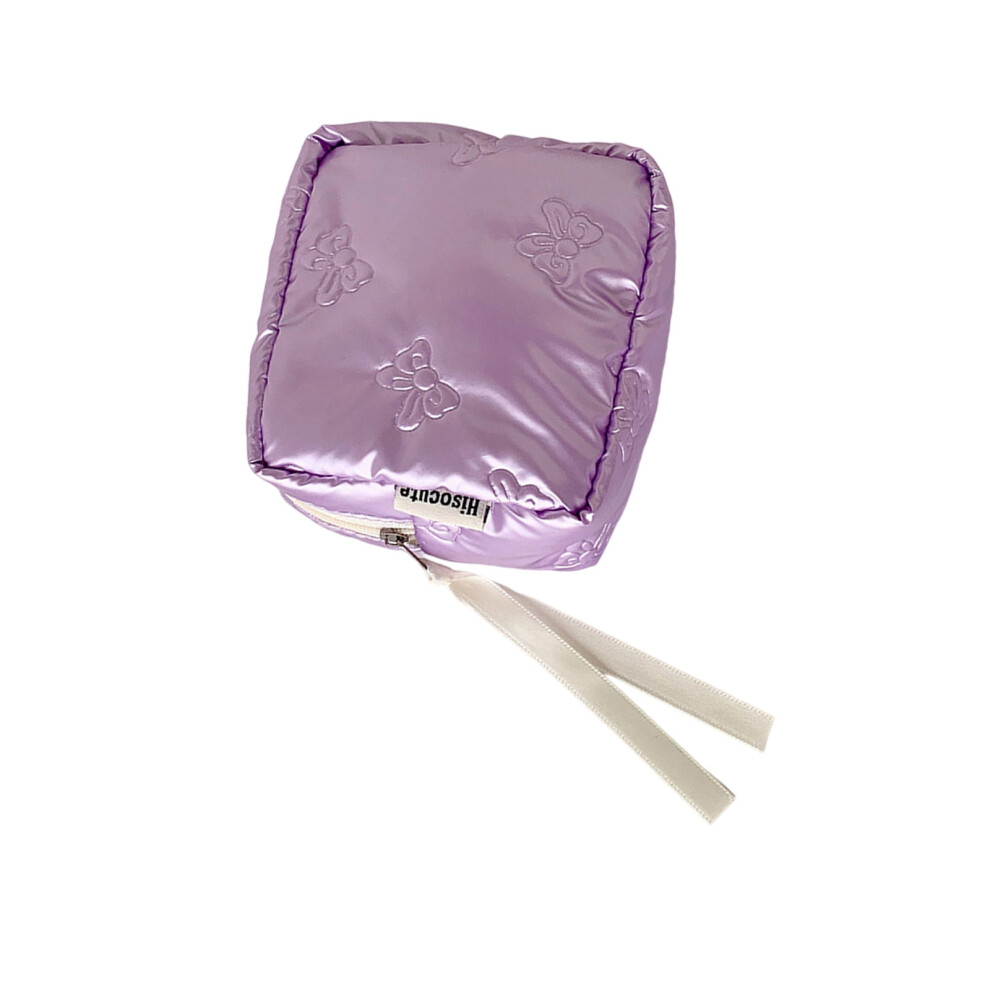 Purple Polyester Bowknot Cosmetic Pouch Versatile Portable