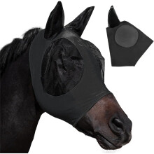 Horse Mask with Anti-Fly and Anti-UV Features, Warm Elastane Blend for All-Weather Comfort, Breathable Mesh Eye and Ear Protection, Secure Fit for