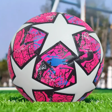 (Rose Red) 1Pc Classic Size 5 Soccer Ball, Handmade PU Leather Soccer Ball, Durable Kicking Outdoor Sports Training Game Football