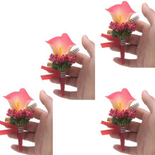 Boutonnière de mariage avec fleurs artificielles, 4-orange
