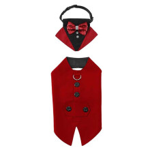 Dog Wedding Suit with Butterfly Tie Pet Tuxedo-Burgundy S