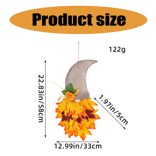 Harvest Artificial Maple Leaf Gnomes Wreath Hanging Ornament for 2