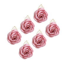 6Pcs Florals Lapel Pin for Wedding Couple-Pink without beads c