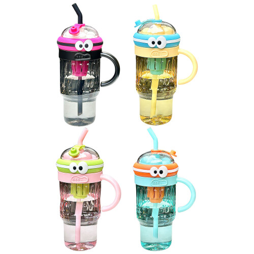 Portable Straw Container with Handle Large Capacity Ice-Blue 1