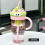 Portable Straw Container with Handle Large Capacity Ice-Pink 4