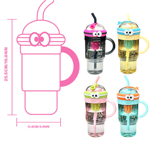 Portable Straw Container with Handle Large Capacity Ice-Pink 2