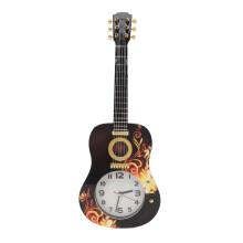 Music Themed Decor Guitar Wall Clock With Accurate Timekeeping, Vintage Decorative Design Non Ticking Quiet Movement For Bedroom Living Room Office