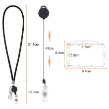 Modieuze keycord, kristallen keycord met glinsterende strass-steentjes en uitschuifbare badgehouder voor kantoorpersoneel, leraren en artsen (3 stuks)
