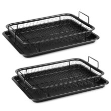 Air Fryer Basket For Oven StainlessSteel Grill Non-Stick-2 PCS