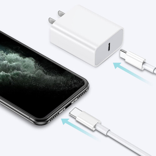 Ultra Safe τροφοδοτικό USB-C 20W, πιστοποιημένο από Mfi, 2 τεμάχια καλωδίου γρήγορης 1