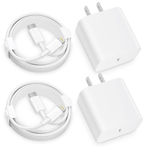 Ultra Safe τροφοδοτικό USB-C 20W, πιστοποιημένο από Mfi, 2 τεμάχια καλωδίου γρήγορης