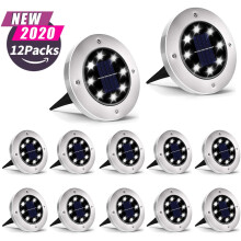 Leuchtende weiße Solar-Bodenleuchten, 8 helle LED-Gartenleuchten, Gartenwegbeleuchtung, sonnenlichtaufgeladen, regenfest und kältebeständig,