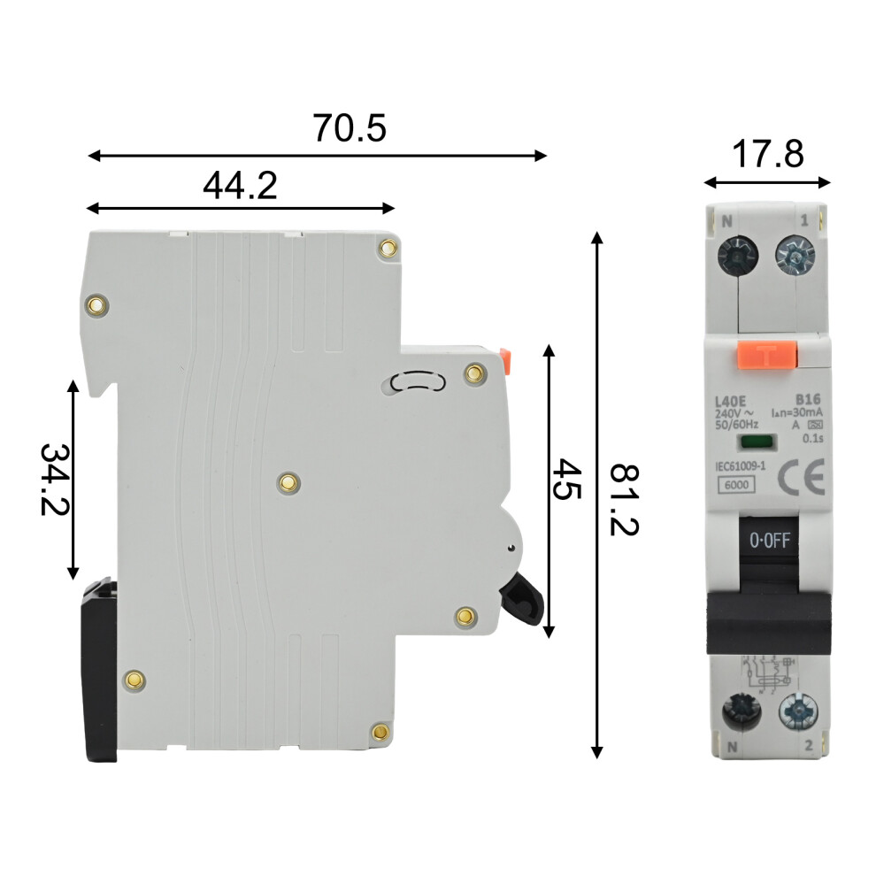 Residual Current Circuit Breaker 230V 16A Rcbo Type A Fast Triggering For Overload And Short Circuit Protection 6935161498172